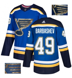 Men's Adidas St. Louis Blues #49 Ivan Barbashev Authentic Royal Blue Fashion Gold NHL Jersey