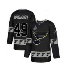 Men's St. Louis Blues #49 Ivan Barbashev Authentic Black Team Logo Fashion 2019 Stanley Cup Final Bound Hockey Jersey