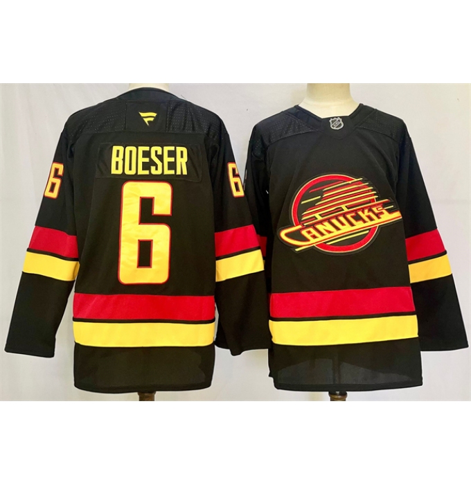 Men's Vancouver Canucks #6 Brock Boeser Black 2024-25 Alternate Stitched Hockey Jersey