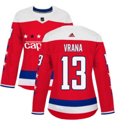Women's Adidas Washington Capitals #13 Jakub Vrana Authentic Red Alternate NHL Jersey