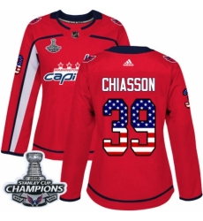 Women's Adidas Washington Capitals #39 Alex Chiasson Authentic Red USA Flag Fashion 2018 Stanley Cup Final Champions NHL Jersey