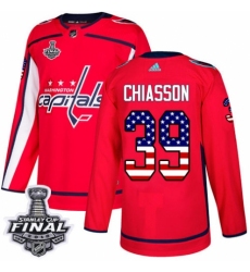 Youth Adidas Washington Capitals #39 Alex Chiasson Authentic Red USA Flag Fashion 2018 Stanley Cup Final NHL Jersey