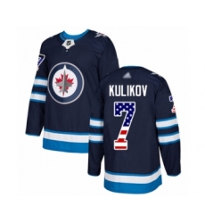 Youth Winnipeg Jets #7 Dmitry Kulikov Authentic Navy Blue USA Flag Fashion Hockey Jersey