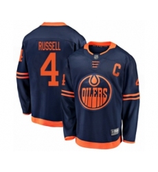 Men's Edmonton Oilers #4 Kris Russell Authentic Navy Blue Alternate Fanatics Branded Breakaway Hockey Jersey