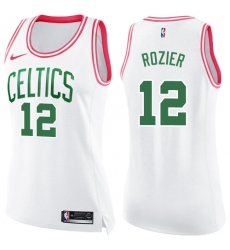 Women's Nike Boston Celtics #12 Terry Rozier Swingman White/Pink Fashion NBA Jersey