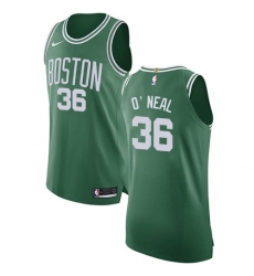 Men's Nike Boston Celtics #36 Shaquille O'Neal Authentic Green(White No.) Road NBA Jersey - Icon Edition