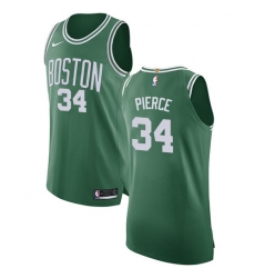 Men's Nike Boston Celtics #34 Paul Pierce Authentic Green(White No.) Road NBA Jersey - Icon Edition