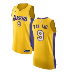 Men's Nike Los Angeles Lakers #9 Nick Van Exel Authentic Gold Home NBA Jersey - Icon Edition