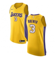 Women's Nike Los Angeles Lakers #3 Corey Brewer Authentic Gold Home NBA Jersey - Icon Edition