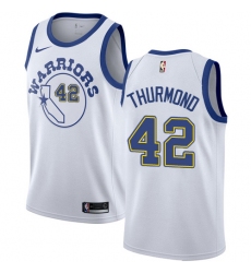 Men's Nike Golden State Warriors #42 Nate Thurmond Swingman White Hardwood Classics NBA Jersey