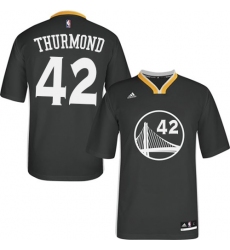 Women's Adidas Golden State Warriors #42 Nate Thurmond Authentic Black Alternate NBA Jersey