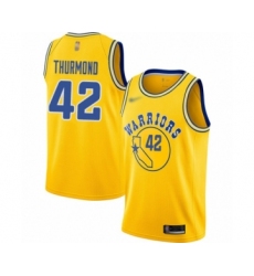 Women's Golden State Warriors #42 Nate Thurmond Swingman Gold Hardwood Classics Basketball Jersey