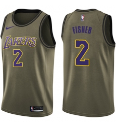 Men's Nike Los Angeles Lakers #2 Derek Fisher Swingman Green Salute to Service NBA Jersey