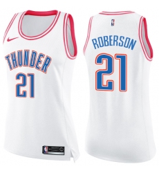 Women's Nike Oklahoma City Thunder #21 Andre Roberson Swingman White/Pink Fashion NBA Jersey