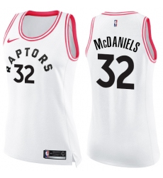 Women's Nike Toronto Raptors #32 KJ McDaniels Swingman White/Pink Fashion NBA Jersey