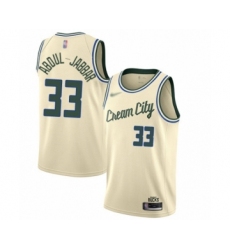 Youth Milwaukee Bucks #33 Kareem Abdul-Jabbar Swingman Cream Basketball Jersey - 2019 20 City Edition
