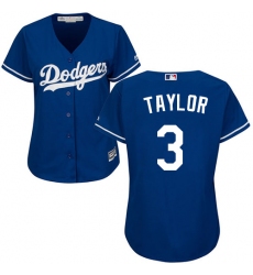 Women's Majestic Los Angeles Dodgers #3 Chris Taylor Replica Royal Blue Alternate Cool Base MLB Jersey