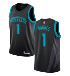 Women's Nike Jordan Charlotte Hornets #1 Muggsy Bogues Swingman Black NBA Jersey - 2018 19 City Edition