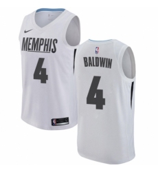Men's Nike Memphis Grizzlies #4 Wade Baldwin Swingman White NBA Jersey - City Edition