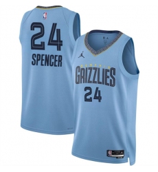 Men's Memphis Grizzlies #24 Cam Spencer Blue 2024 Draft Statement Edition Stitched Jersey