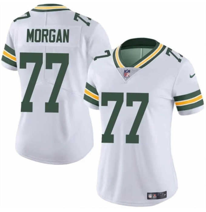 Women's Green Bay Packers #77 Jordan Morgan White 2024 Draft Vapor Untouchable Limited Football Stitched Jersey(Run Small)