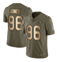 Youth Nike San Francisco 49ers #96 Datone Jones Limited Olive/Gold 2017 Salute to Service NFL Jersey