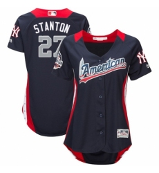 Women's Majestic New York Yankees #27 Giancarlo Stanton Game Navy Blue American League 2018 MLB All-Star MLB Jersey
