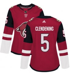 Women's Adidas Arizona Coyotes #5 Adam Clendening Authentic Burgundy Red Home NHL Jersey