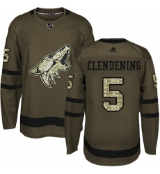 Youth Adidas Arizona Coyotes #5 Adam Clendening Premier Green Salute to Service NHL Jersey