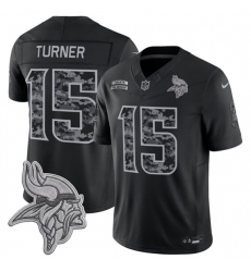 Men's Minnesota Vikings #15 Dallas Turner Black 2026 F.U.S.E. Salute to Service Limited Football Stitched Jersey