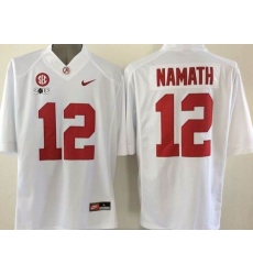 Alabama Crimson Tide #12 Joe Namath White 2016 College Football Playoff National Championship Patch Stitched NCAA Jersey