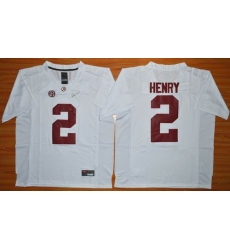 Alabama Crimson Tide #2 Derrick Henry White 2016 National Championship Stitched NCAA Jersey