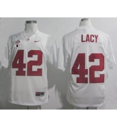 Alabama Crimson Tide #42 Eddie Lacy White SEC & 2016 College Football Playoff National Championship Patch Stitched NCAA Jersey