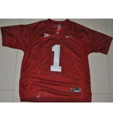 Crimson Tide #1 Nick Saban Red Embroidered NCAA Jersey