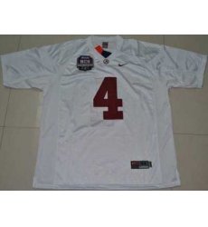 Crimson Tide #4 Mark Barron White 2012 BCS Championship Patch Embroidered NCAA Jersey