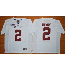 Men Alabama Crimson Tide #2 Derrick Henry White 2016 National Championship Stitched NCAA Jersey