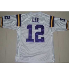 LSU Tigers #12 Jarrett Lee White Embroidered NCAA Jersey