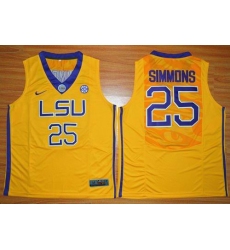 LSU Tigers #25 Ben Simmons Gold Basketball Stitched NCAA Jersey