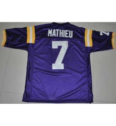 LSU Tigers #7 Tyrann Mathieu Purple Embroidered NCAA Jersey