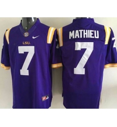 LSU Tigers #7 Tyrann Mathieu Purple Stitched NCAA Jersey