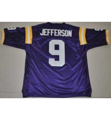 LSU Tigers #9 Jordan Jefferson Purple Embroidered NCAA Jersey