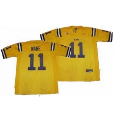 NCAA LSU Tigers 11 ware yellow jerseys