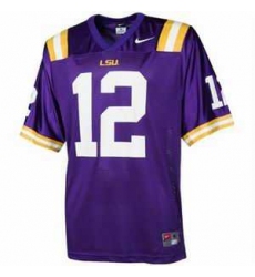 NCAA LSU Tigers 12 Football Jersey Purple