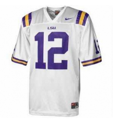 NCAA LSU Tigers 12 Football Jersey White