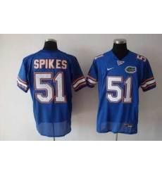 Gators #51 Brandon Spikes Blue Embroidered NCAA Jersey