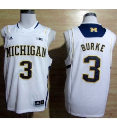 Adidas Michigan Wolverines Trey Burke 3 Big 10 Patch Basketball Authentic Jerseys - White