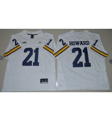 Michigan Wolverines #21 Desmond Howard White Jordan Brand Stitched NCAA Jersey