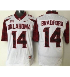 Men Oklahoma Sooners #14 Sam Bradford White New XII Stitched NCAA Jersey