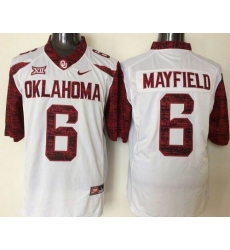 Men Oklahoma Sooners #6 Baker Mayfield White New XII Stitched NCAA Jersey