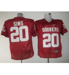 Sooners #20 Billy Sims Red Embroidered NCAA Jersey